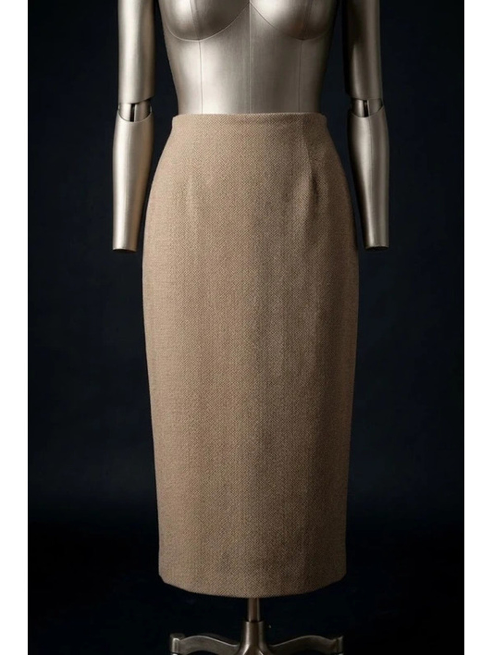 Vintage First Option Brown Herringbone Maxi Skirt Size 6